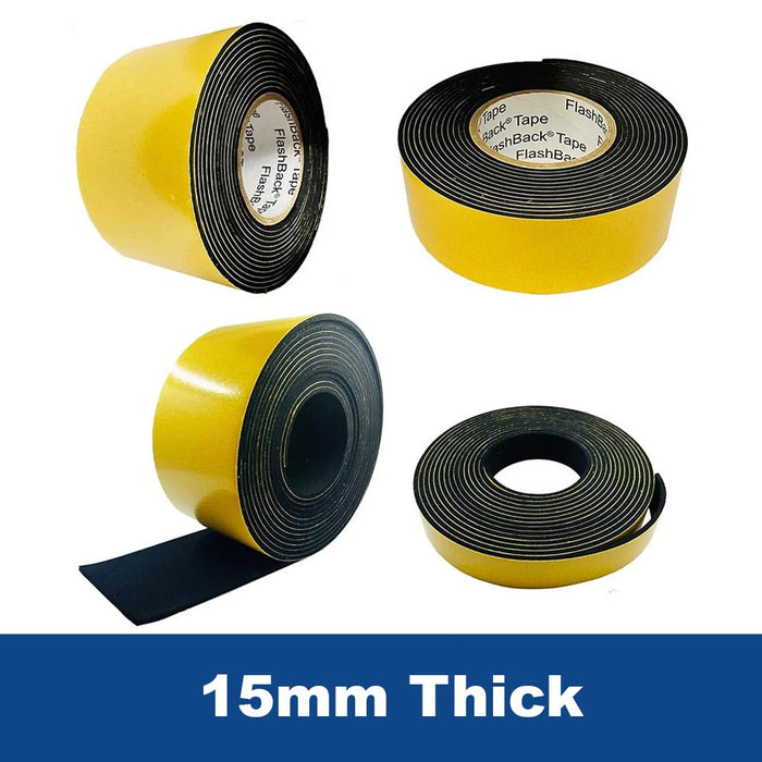 15mm Thickness - Premium EPDM Sponge Foam Rubber Tape - Flashback Tape