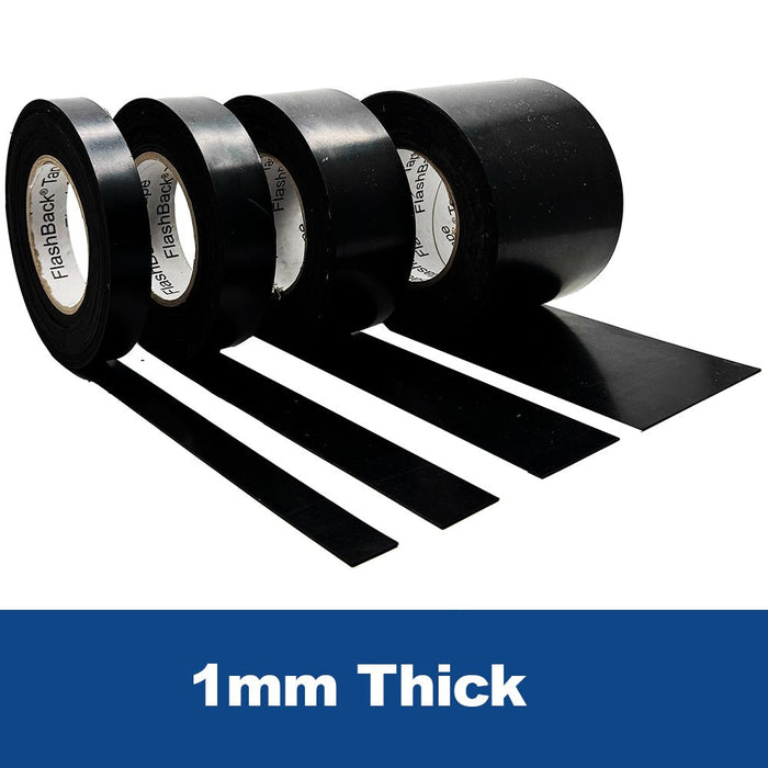 1mm - Black Solid Rubber Roll - NR/SBR Blended Commercial Grade Rubber Sheet - Flashback Tape
