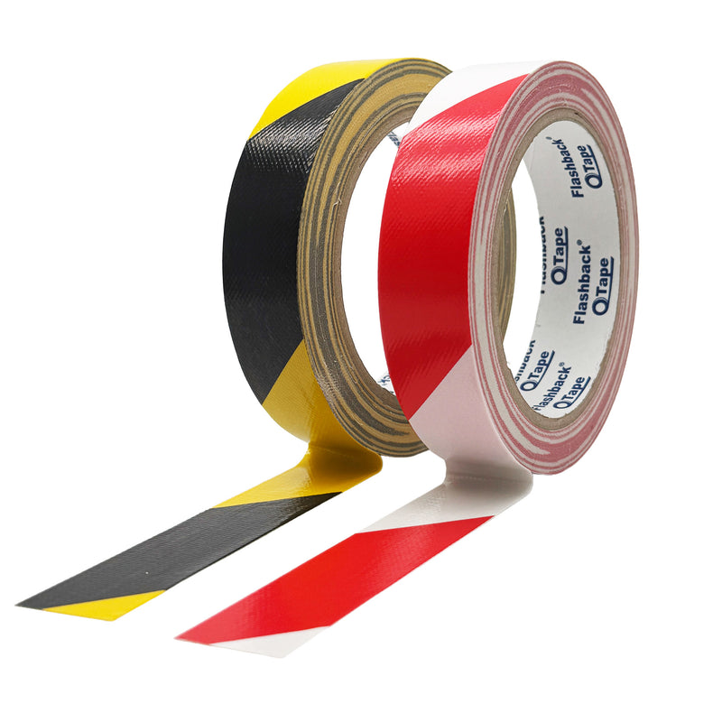 Flashback® Striped Hazard Warning Cloth Tape – Black/Yellow or Red/White