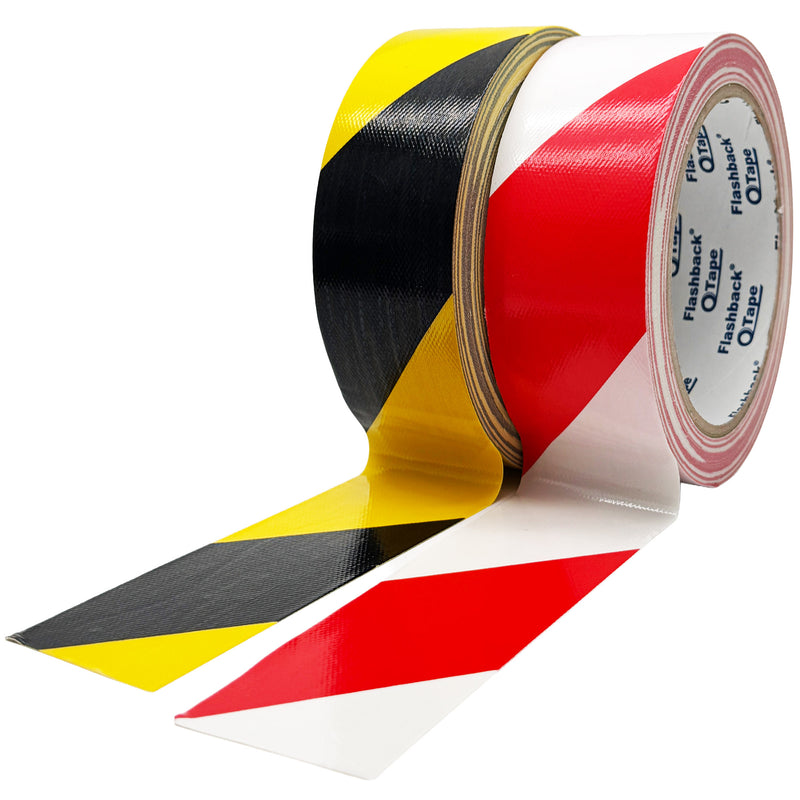 Flashback® Striped Hazard Warning Cloth Tape – Black/Yellow or Red/White