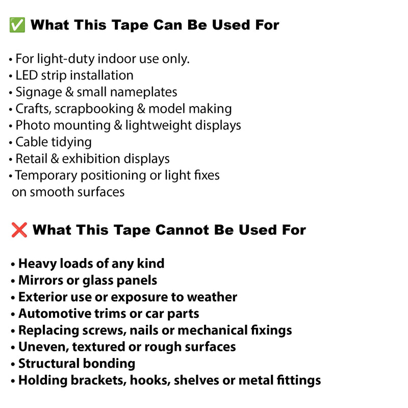 High-Tack Clear Double-Sided Tape – Indoor Use for LED Strips, Displays & Light-Duty Bonding