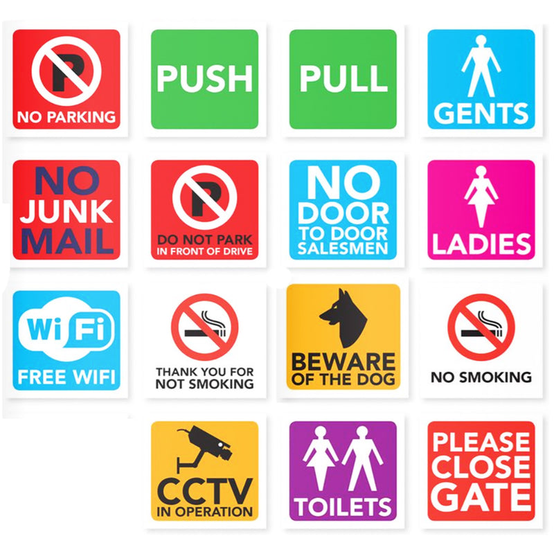 Waterproof Business Notice Stickers CCTV No Parking Push Pull Toilet No Smoking