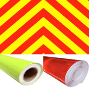 Chapter 8 Compliant - DIY Reflective Chevron Material Tape - Red & Fluorescent Yellow (150mm) - Flashback Tape
