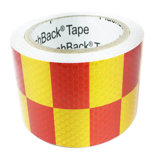 50mm Red & Yellow Checkered Reflective Tape