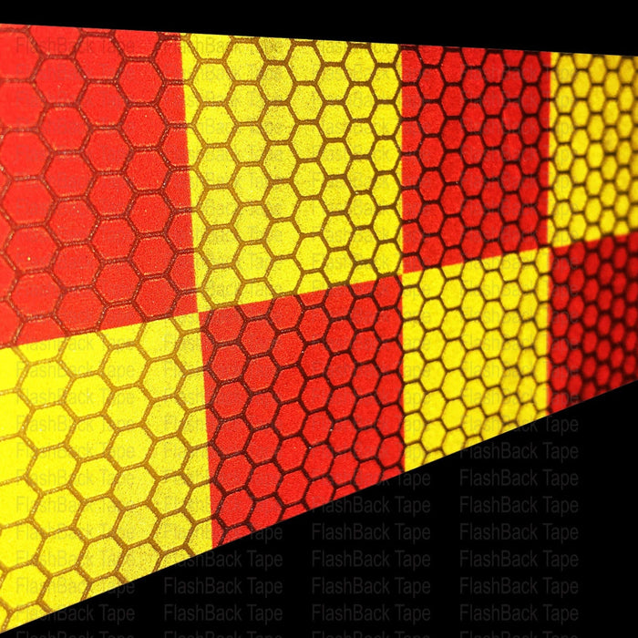 Red & Yellow Checkered Glass Bead Reflective Tape - Flashback Tape